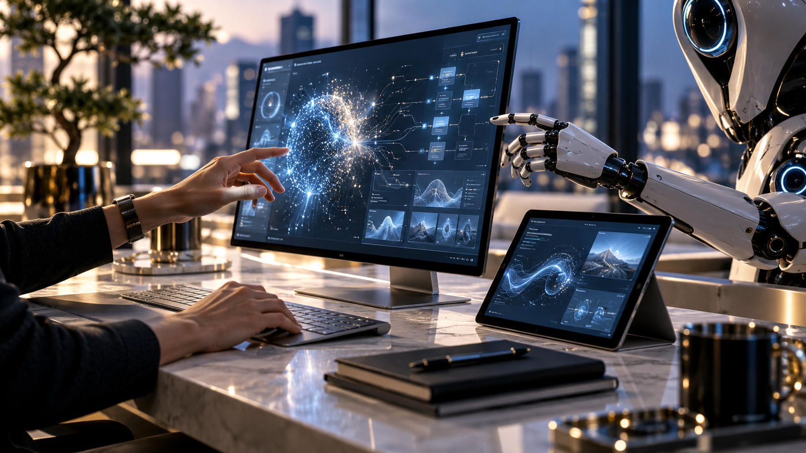 Connected cloud applications and business systems displayed in a premium automation monitoring command center
