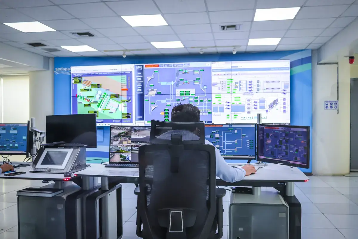 Connected technology control room representing AI automation and integrated systems